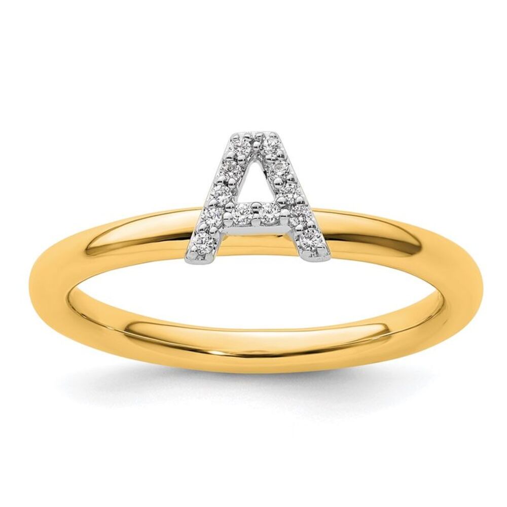 Kazi Luxury 14k Yellow Gold Stackable Diamond Ini… - image 1